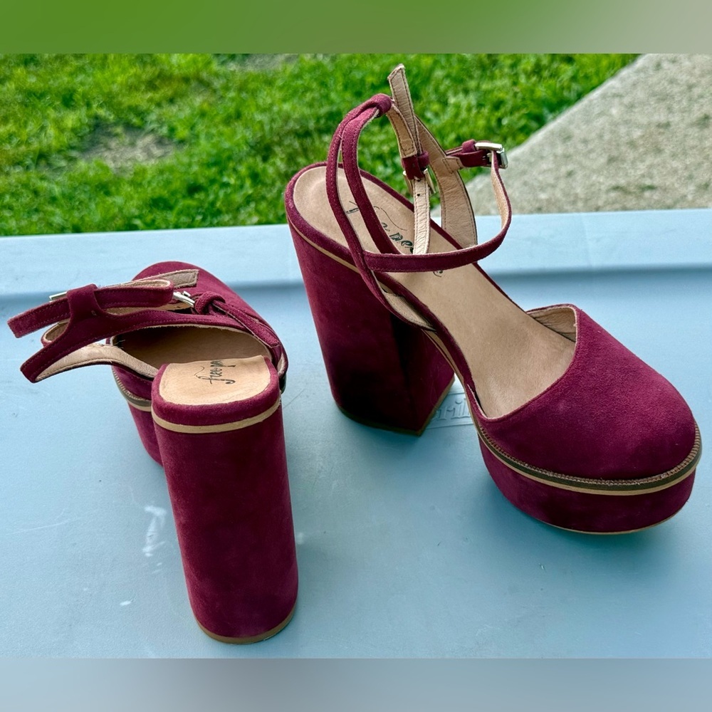 ⛵️Free People Velvet Remi Double Strap Platform Heels - Picture 12 of 16